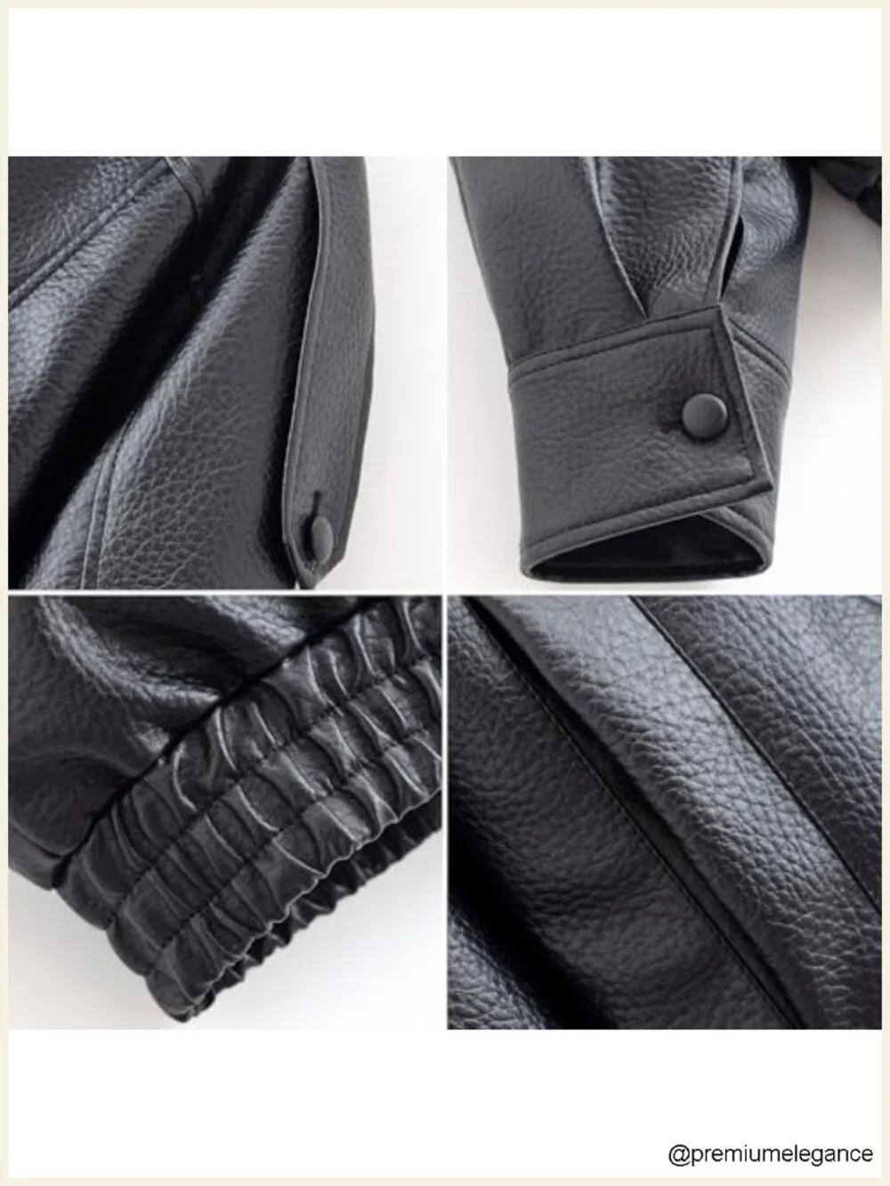 Oversized Faux Leather Jacket High Collar Long Sleeve Zip Up Motorcycle Coat
